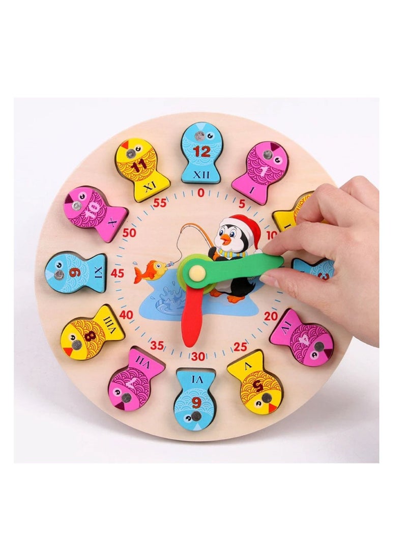 Highland - 2-in-1 Penguin Time Teaching Clock and Fishing Game Toy for Kids - Image 1