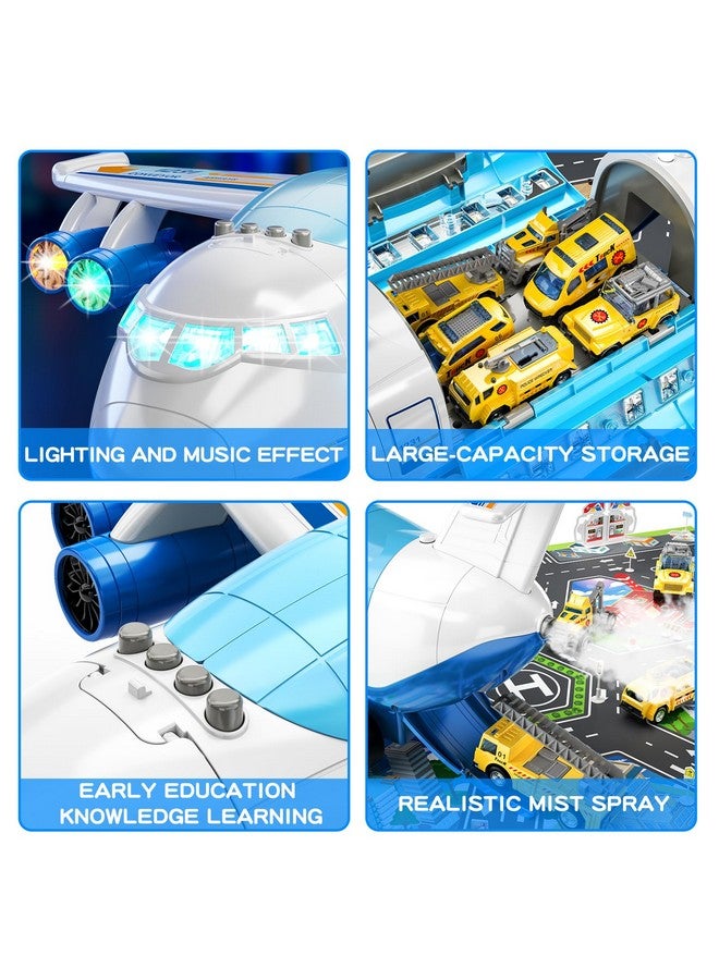 TEMI Large Spray Transport Airplane Toy With 12 Vehicles And Playmat, Birthday Gift For 3 To 8 Year Old Boys - Image 3