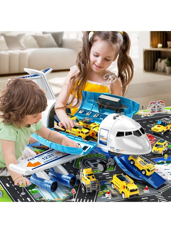 TEMI Large Spray Transport Airplane Toy With 12 Vehicles And Playmat, Birthday Gift For 3 To 8 Year Old Boys - Image 4