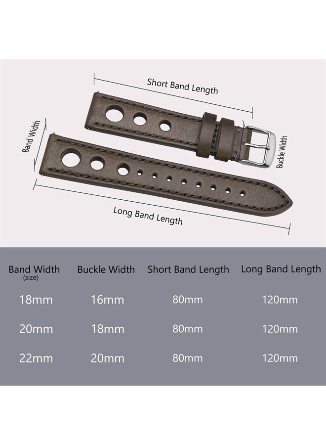 BISONSTRAP Rally Watch Bands, Waxed Leather Watch Straps for Men, 22mm, Taupe (Grey) with Silver Buckle - Image 2