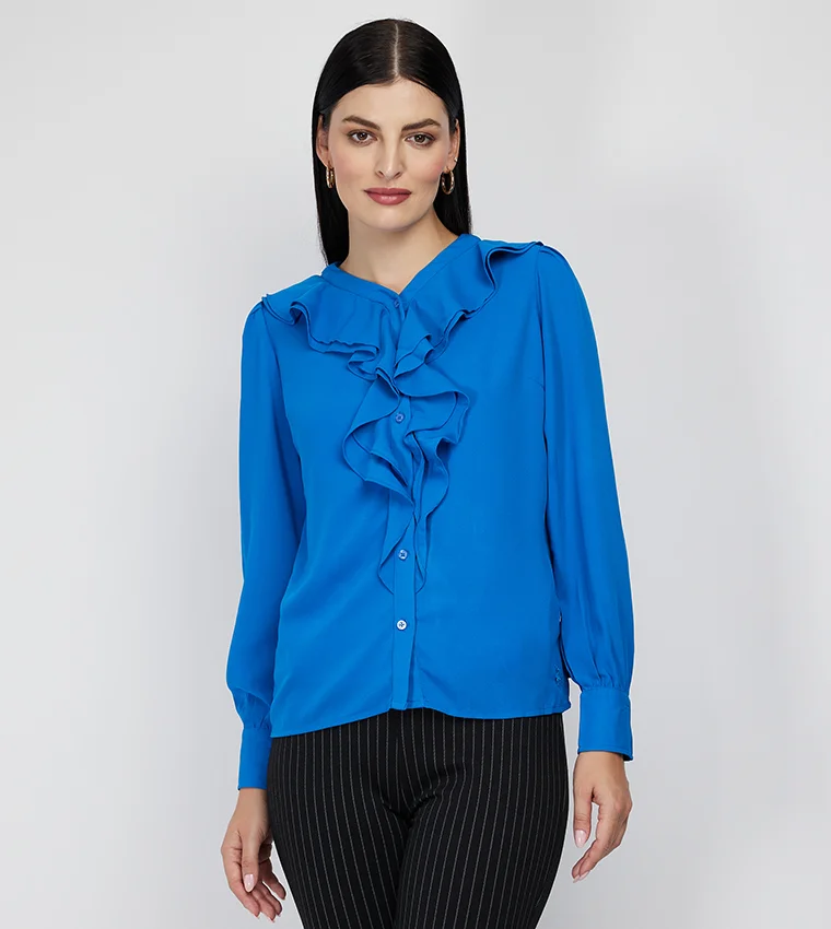 بيفرلي هيلز بولو كلوب بلوزة بأكمام طويلة وتفاصيل مكشكشة