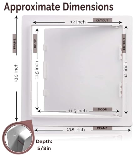 Morvat Access Panel 12x12 Inch for Drywall & Ceiling with Door, Heavy-Duty Durable ABS Plastic & Easy Install Access Box, Wall Hole Cover Plate for Plumbing & Electrical Cables & Wiring, White, 2 Pack - Image 2