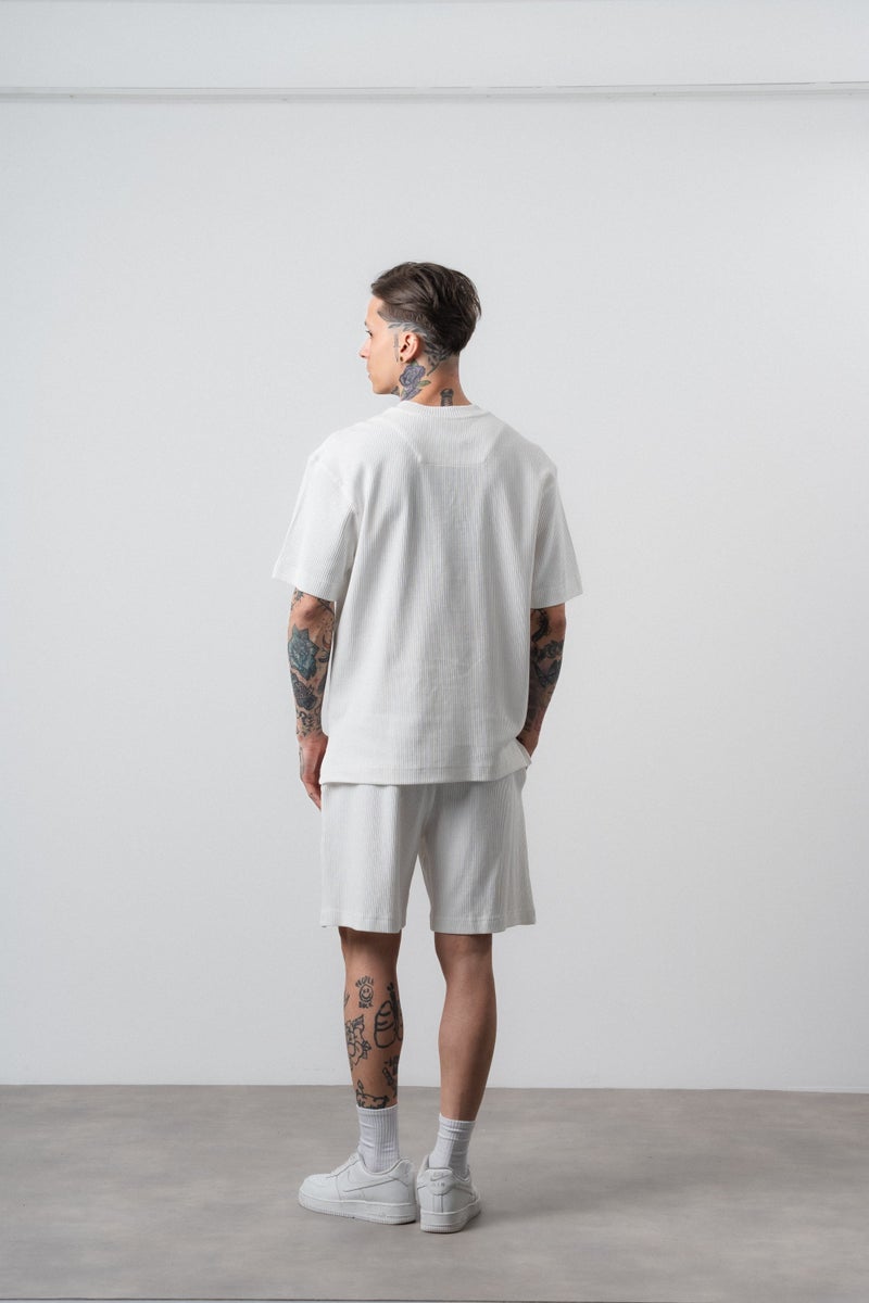 RESPIRE Men's Countryman Embroidered Regular Fit T-Shirt and Shorts Set, Ecru - Image 4