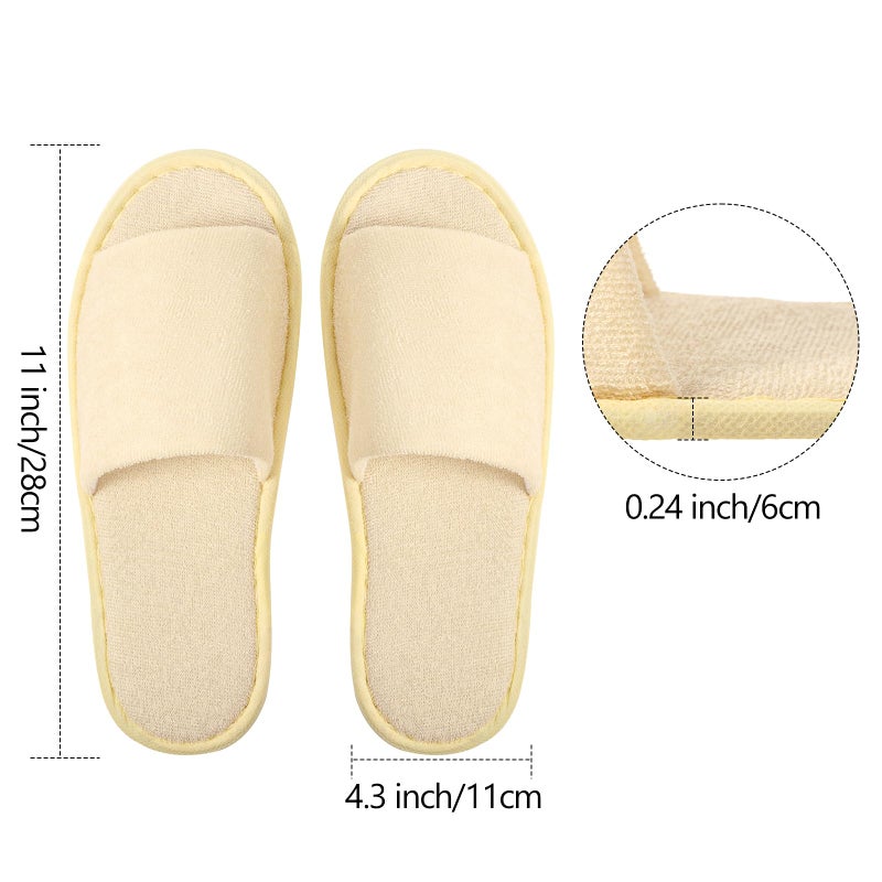 Geyoga 24 Pairs Spa Disposable Slippers Open Toe Non Slip Slippers for Women Men Guests Hotels Home Party Housewarming(Khaki) - Image 2