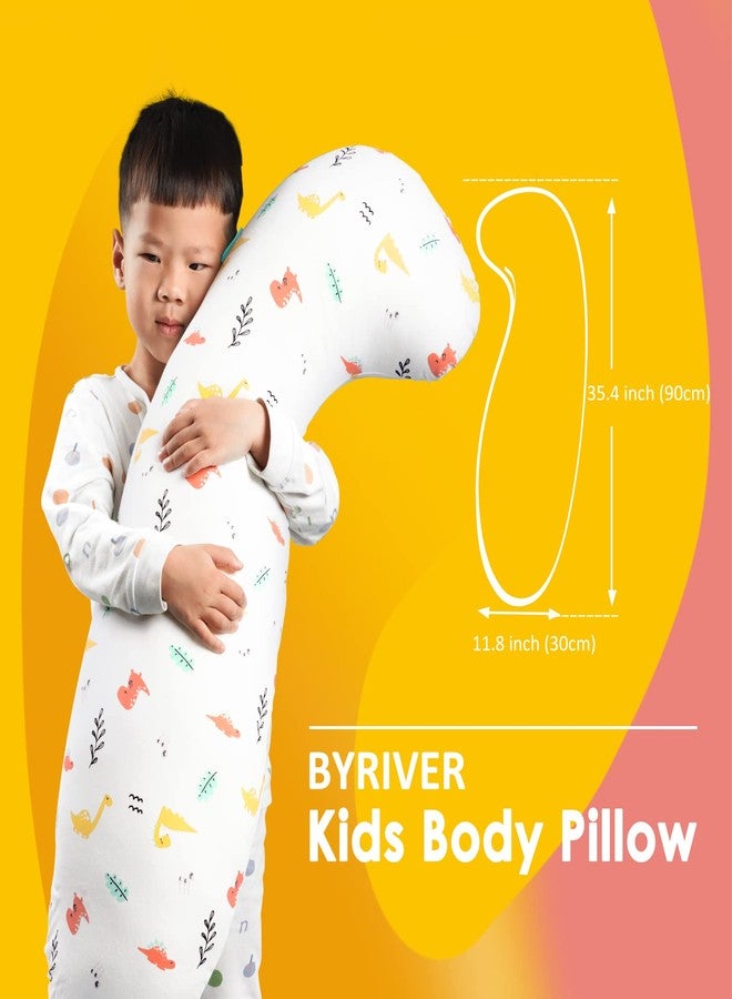 BYRIVER 35" Contour Cooling Cute Body Pillow for Kids Girls Boys, Child Hug Pillow for Sleeping, Washable Cotton Dinasour Pillow Cover, Gifts for Kids (KL) - Image 2