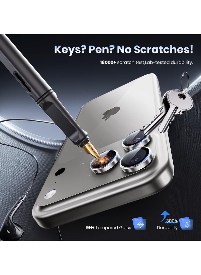 حامي عدسة الكاميرا لجهاز آيفون 17 برو / آيفون 17 برو ماكس، زجاج معدني مقسى عالي الدقة لحماية شاشة الكاميرا، التيتانيوم الطبيعي - Image 2