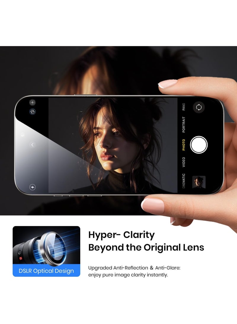 حامي عدسة الكاميرا لجهاز آيفون 17 برو / آيفون 17 برو ماكس، زجاج معدني مقسى عالي الدقة لحماية شاشة الكاميرا، التيتانيوم الطبيعي - Image 4