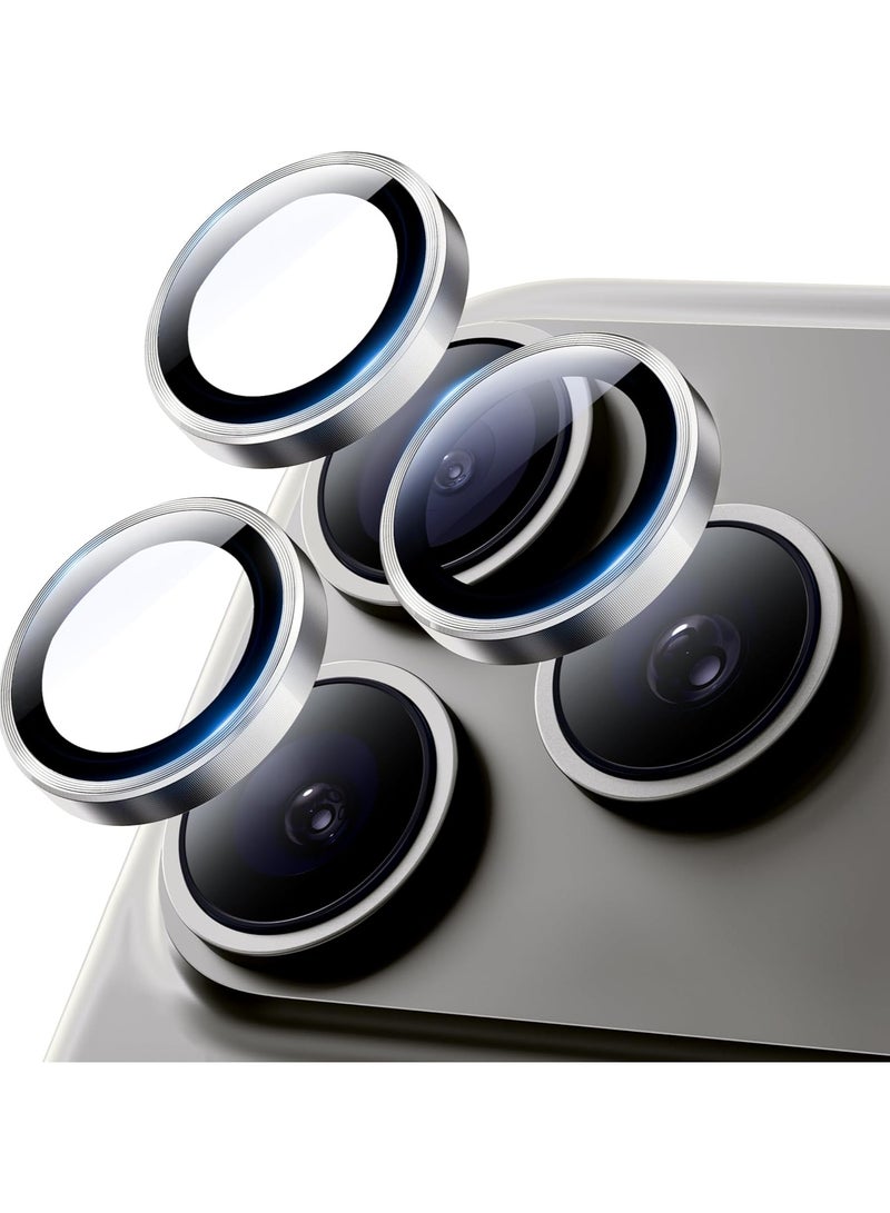 حامي عدسة الكاميرا لجهاز آيفون 17 برو / آيفون 17 برو ماكس، زجاج معدني مقسى عالي الدقة لحماية شاشة الكاميرا، التيتانيوم الطبيعي - Image 1