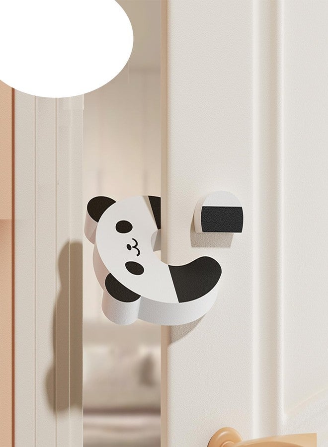 Leeonz Baby Cartoon Door Stopper, Children's Anti-Pinch Safety Creative Door Stop, Windproof Door Stopper to Prevent Closing, Baby Safety Door Card (1Piece,Black-Panda) - Image 1