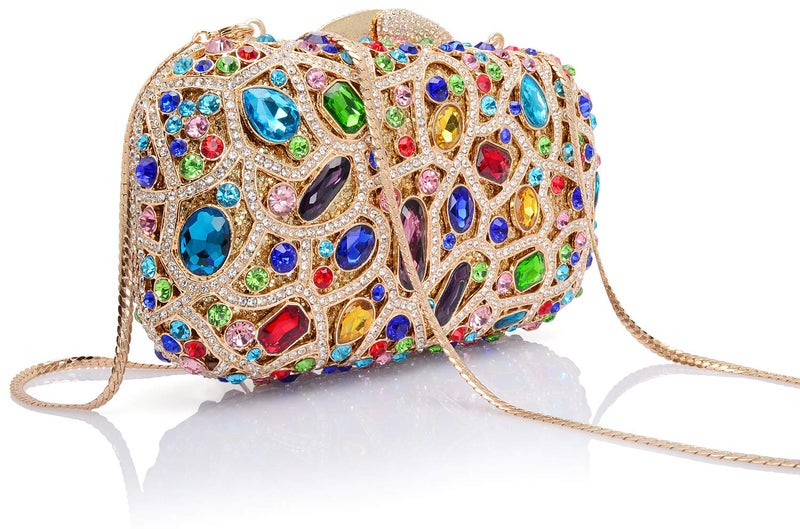 MOSSMON Luxury Crystal Clutch Rhinestones Evening Bag (Gold/colorful) - Image 2