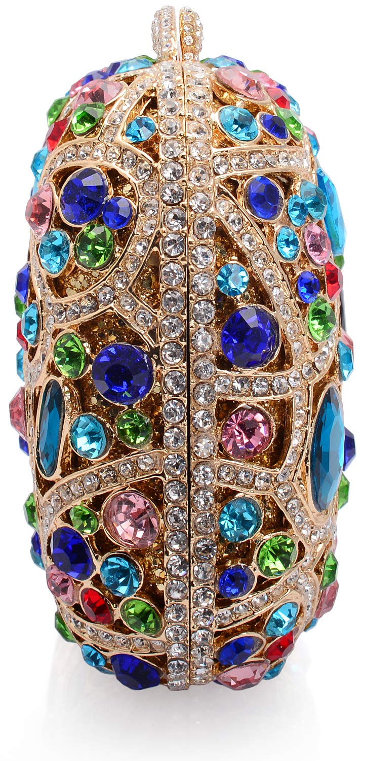 MOSSMON Luxury Crystal Clutch Rhinestones Evening Bag (Gold/colorful) - Image 4