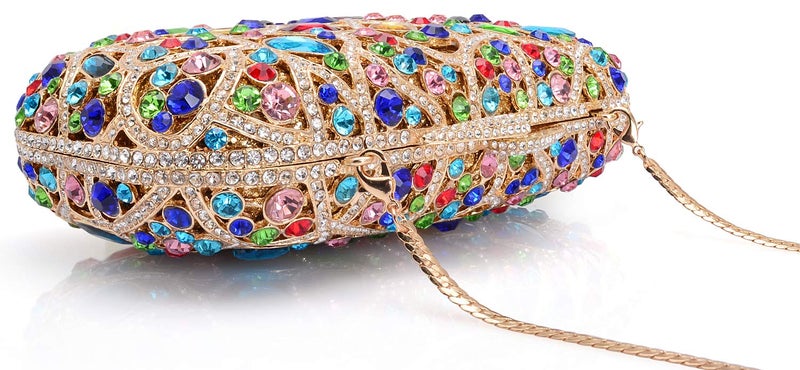 MOSSMON Luxury Crystal Clutch Rhinestones Evening Bag (Gold/colorful) - Image 3