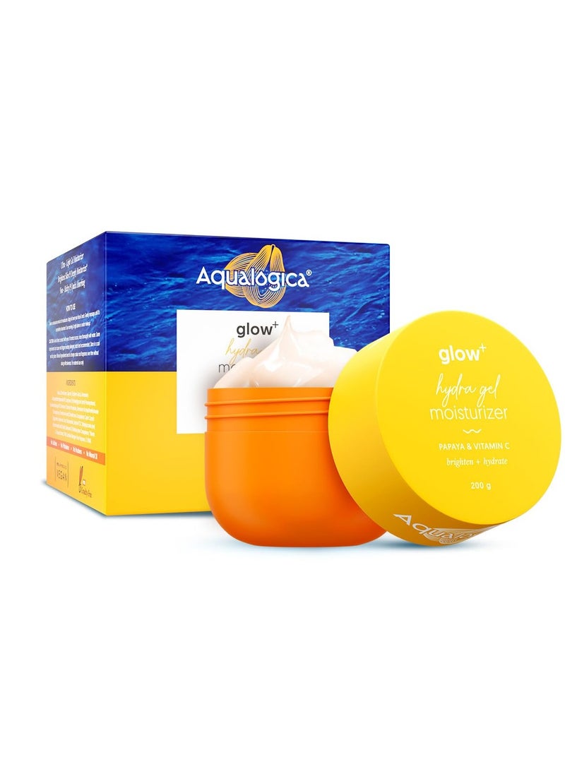 Aqualogica Glow+ Hydra Gel Moisturizer with Vitamin C & Papaya | 24-Hour Intense Hydration | Weightless Water-Like Gel Texture | Non Sticky & Quick Absorbing for Glowing Skin | 200 g  - Image 1