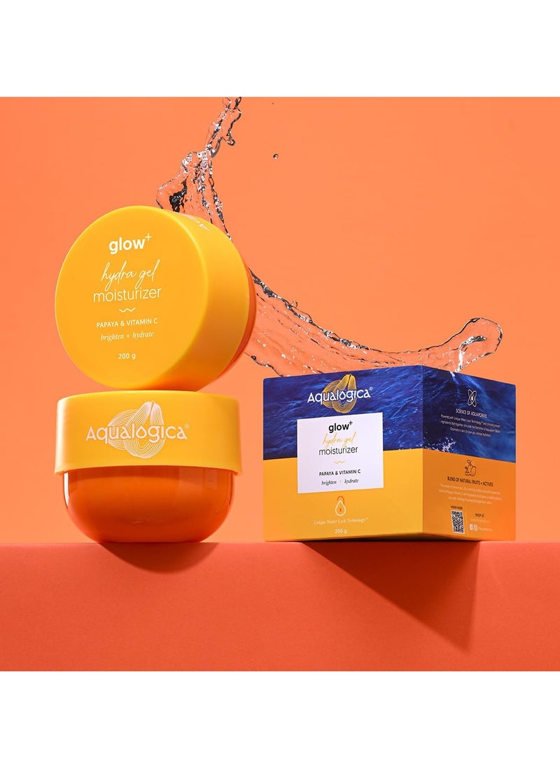 Aqualogica Glow+ Hydra Gel Moisturizer with Vitamin C & Papaya | 24-Hour Intense Hydration | Weightless Water-Like Gel Texture | Non Sticky & Quick Absorbing for Glowing Skin | 200 g  - Image 2
