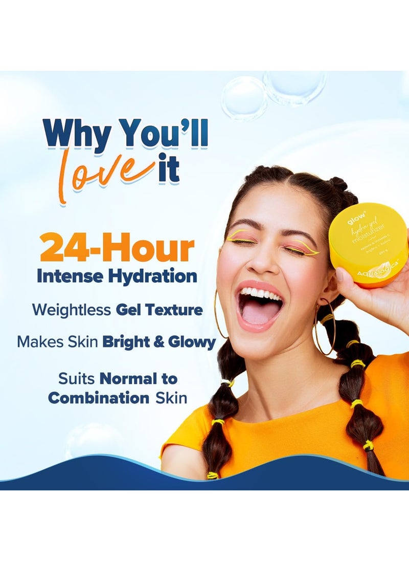 Aqualogica Glow+ Hydra Gel Moisturizer with Vitamin C & Papaya | 24-Hour Intense Hydration | Weightless Water-Like Gel Texture | Non Sticky & Quick Absorbing for Glowing Skin | 200 g  - Image 3