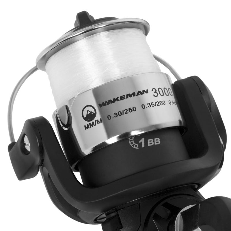 Wakeman Fiberglass Fishing Pole - Strike Series Collapsible Rod and Spinning Reel Combo Gear for Catching Walleye, Bass, Trout, and More by Wakeman (Black) - Image 4