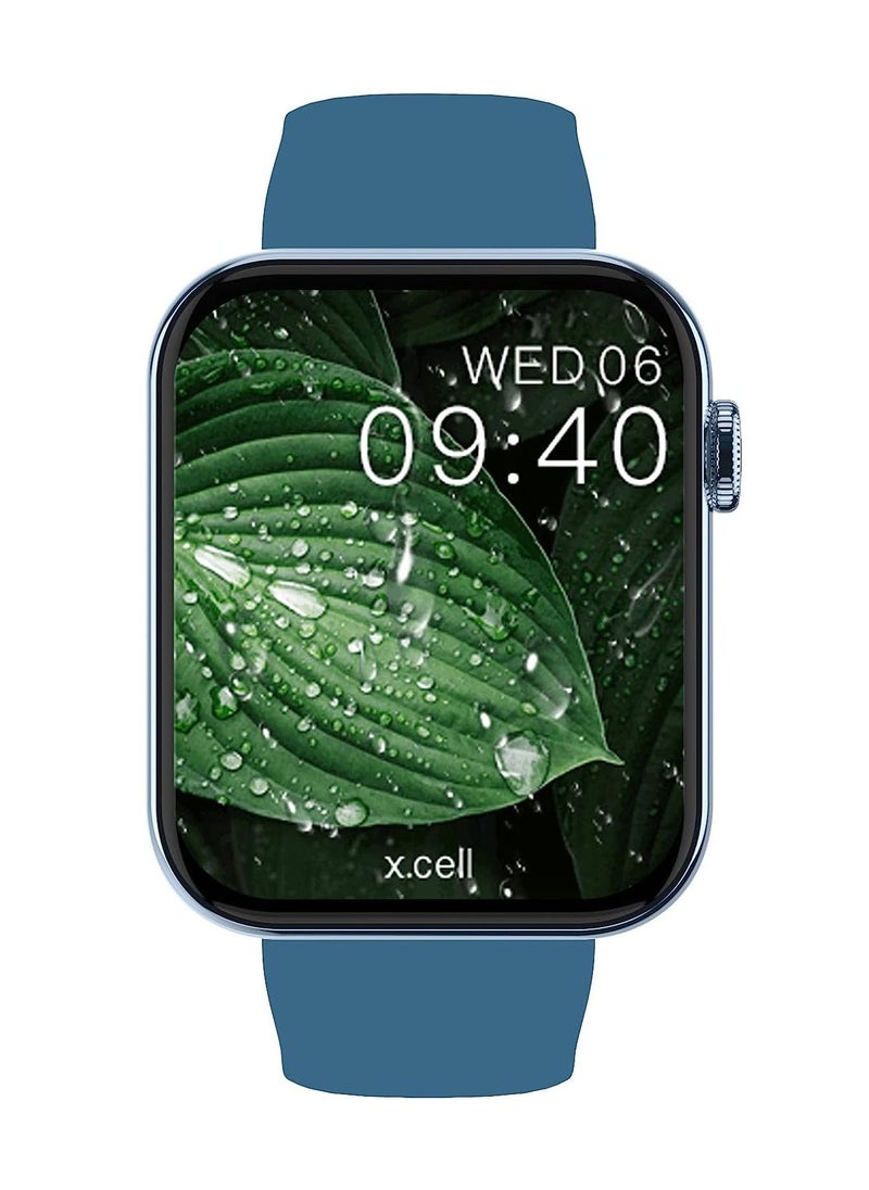 Xcell Xcell G6 Music Smart watch,Arabic Interface, Heart Rate,Blood Pressure,Oxygen Level Monitoring, Receive & Make Calls,Water Resistance: IP67, 1 Week Battery life, Compatibility:IOS/Android-Blue  - Image 2