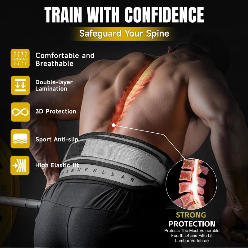M MANUEKLEAR MANUEKLEAR 2-in-1 Weightlifting Belt & Dip Belt with 36.7 IN Rope, Double-Layer Weight Lifting Belts, Powerlifting Gym Weighted Belt for Pull Up Squat - Image 5