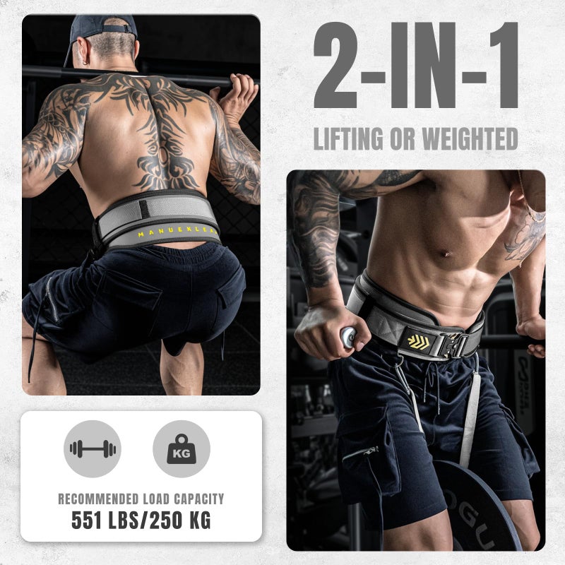 M MANUEKLEAR MANUEKLEAR 2-in-1 Weightlifting Belt & Dip Belt with 36.7 IN Rope, Double-Layer Weight Lifting Belts, Powerlifting Gym Weighted Belt for Pull Up Squat - Image 2