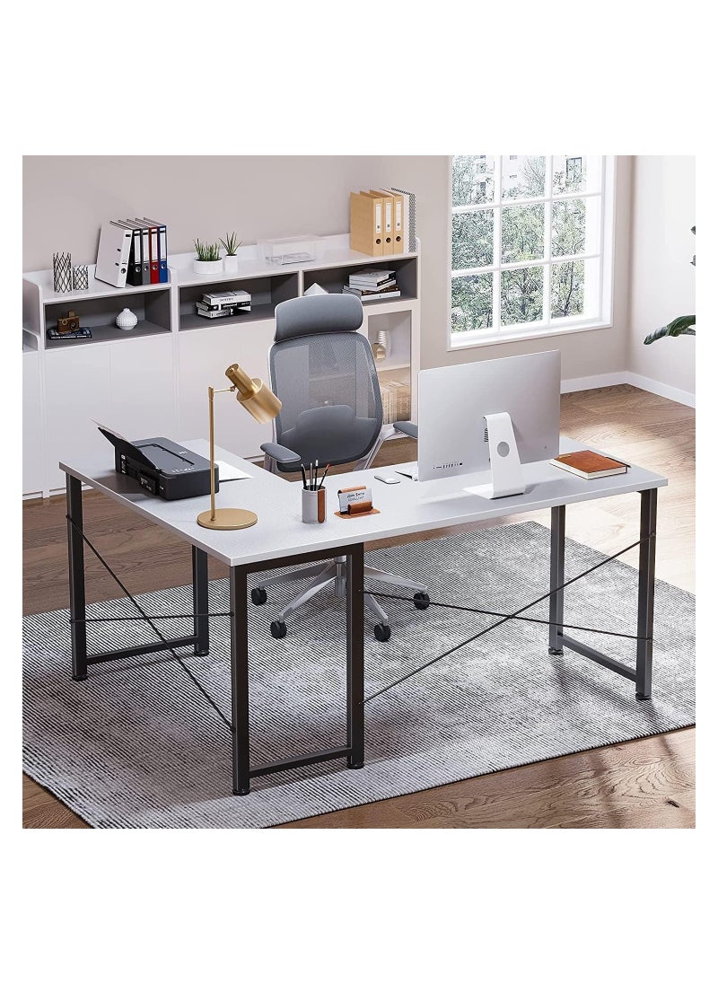AGD - Multi-use L-shaped computer and study desk for home, office and work, white color - Image 1