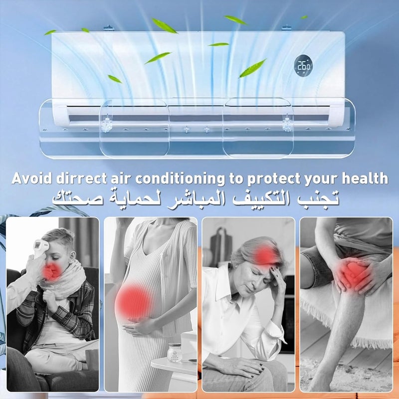 Split Air Conditioner Deflector 1020~1500mm,عاكس هواء مكيف سبليت WEKUBA Air Conditioning Wind Shield, Wall-Mounted Without Punching, Adjustable Wind Direction and Adjustable Size, Transparent - Image 3