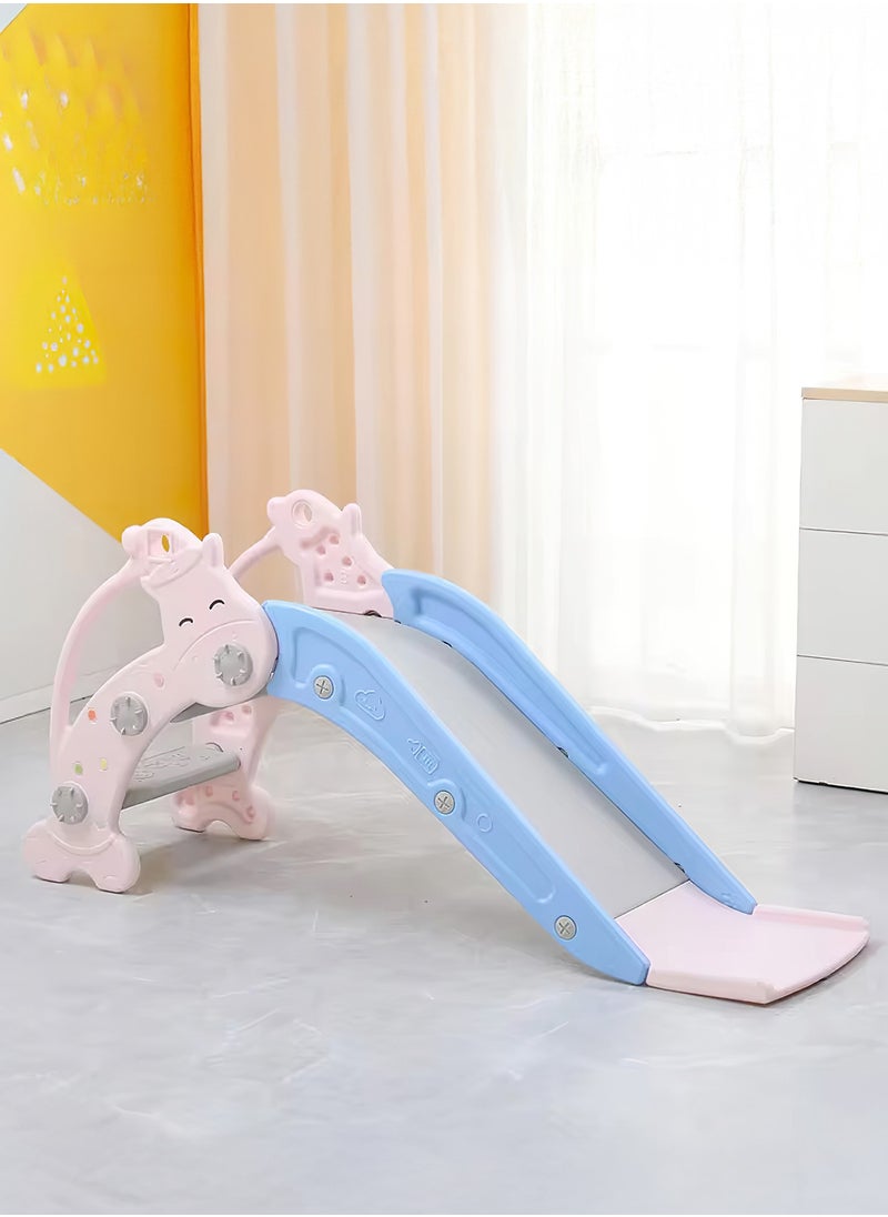 Funz Kids Slide for Toddlers Age 1-3 Indoor Baby Plastic Slide Outdoor Climber Freestanding Playset with Basketball Hoop  - Image 1