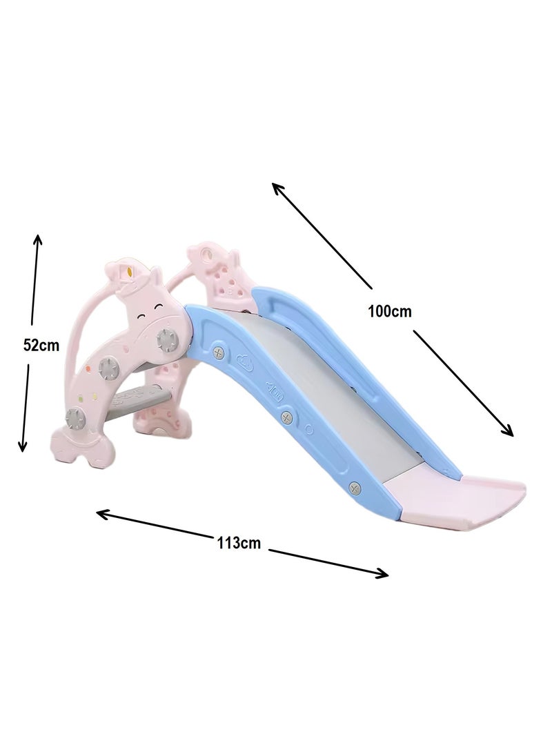 Funz Kids Slide for Toddlers Age 1-3 Indoor Baby Plastic Slide Outdoor Climber Freestanding Playset with Basketball Hoop  - Image 3