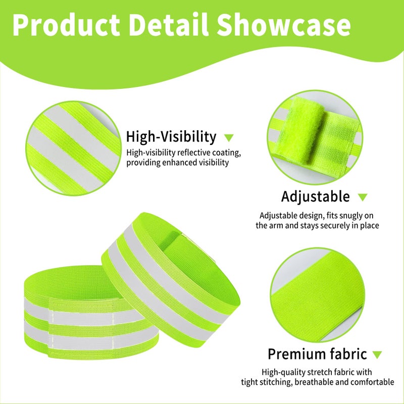 VVS 4 Pack of High Visibility Reflective Bands Wristbands for Cycling Running Arm Wrist Ankle Bands Leg Straps and as Bike Pants Cuff Clip - Image 4