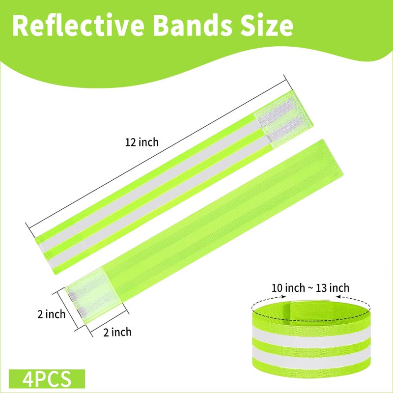 VVS 4 Pack of High Visibility Reflective Bands Wristbands for Cycling Running Arm Wrist Ankle Bands Leg Straps and as Bike Pants Cuff Clip - Image 2