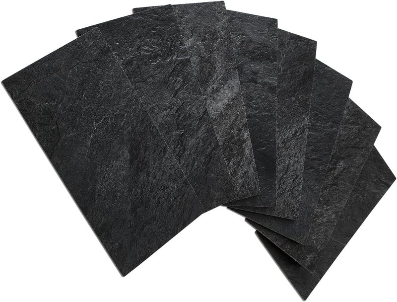 AULIGET 200 Pieces Black Slate Peel and Stick Backsplash Wall Tiles, 3" x 6" PVC Faux Stone Stick on Tiles for Backsplash Kitchen, Bathroom, Laundry Room, Camper, Fireplace - Image 1