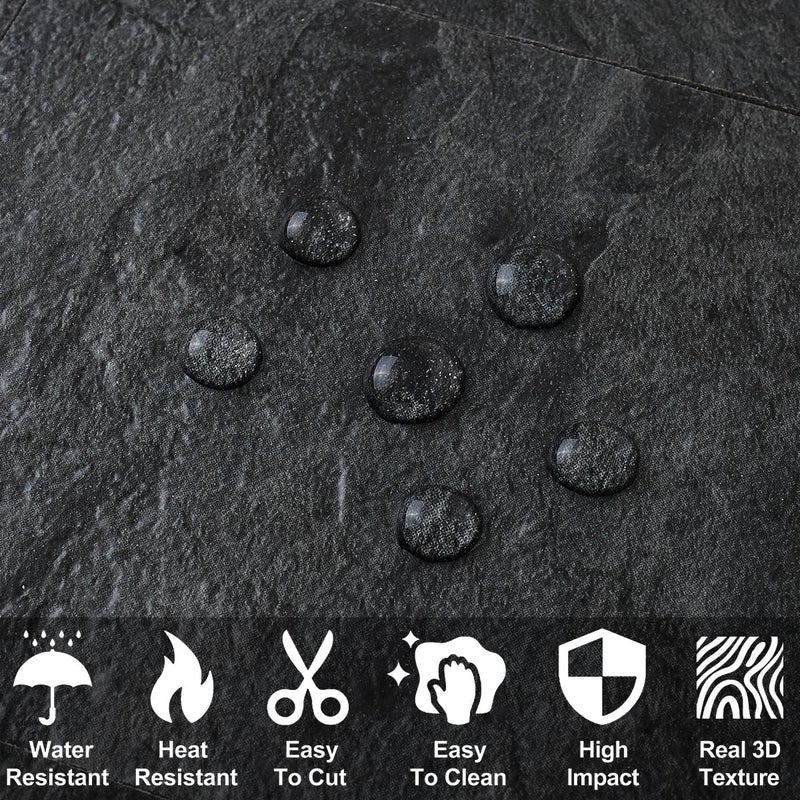 AULIGET 200 Pieces Black Slate Peel and Stick Backsplash Wall Tiles, 3" x 6" PVC Faux Stone Stick on Tiles for Backsplash Kitchen, Bathroom, Laundry Room, Camper, Fireplace - Image 3