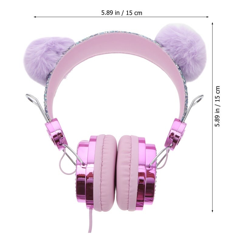 Children Headset Rhinestone Glitter Kids Headset Furry Over Ear Headset - Image 2
