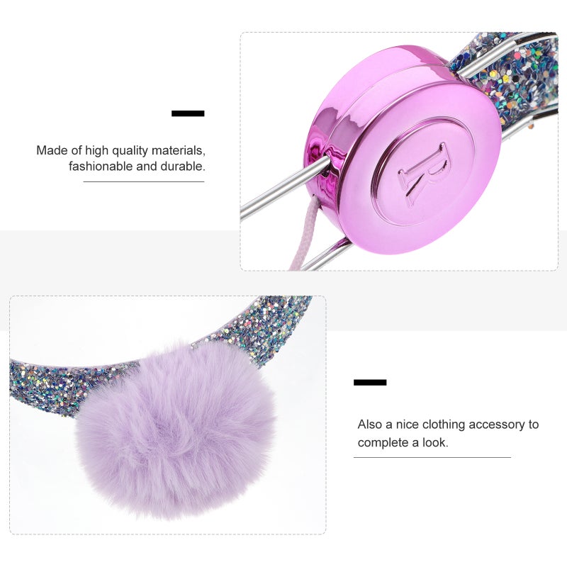 Children Headset Rhinestone Glitter Kids Headset Furry Over Ear Headset - Image 4