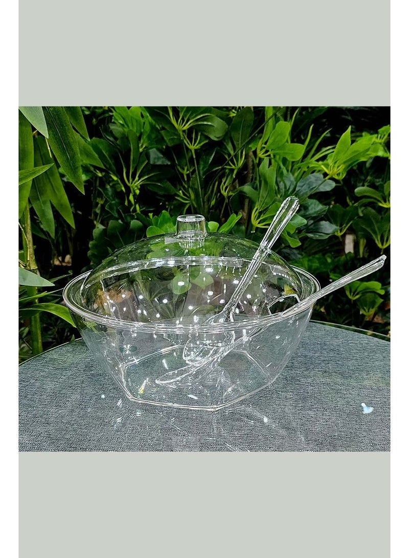 MARS Q A multi-use serving bowl for salads and chopped fruits with a lid and food stirring spoon - Image 2