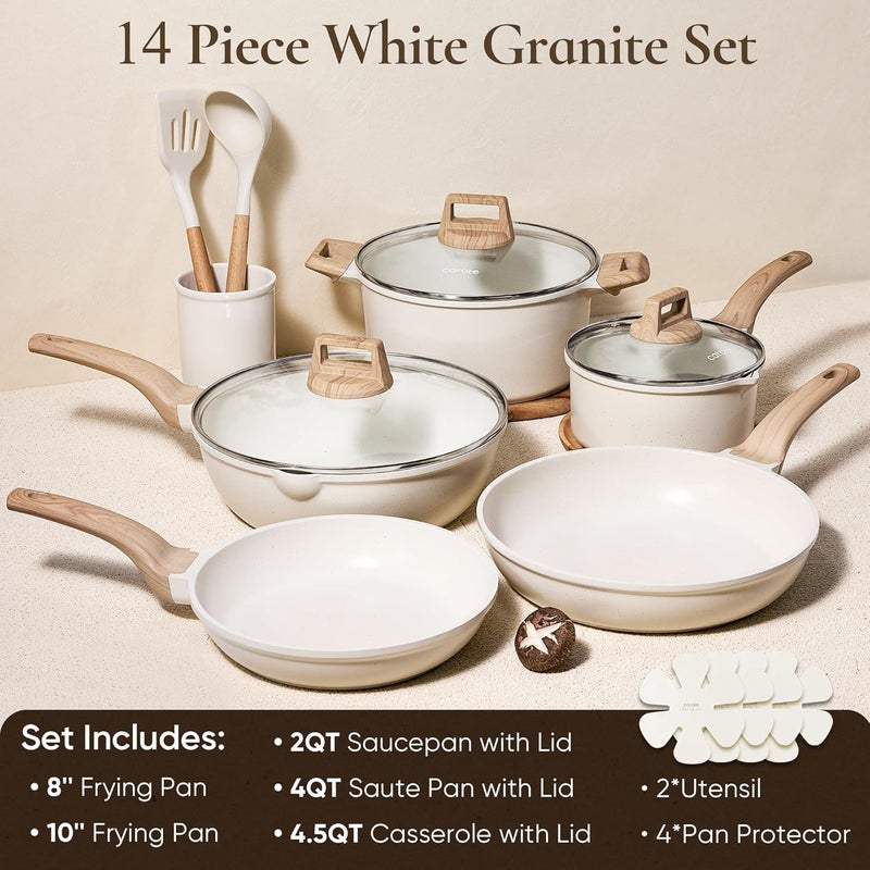 TNTAIAHL 14 Pcs Pots and Pans Set Nonstick,Cookware Set Kitchen Cooking Set with Utensil and Pan Protectors - Image 3
