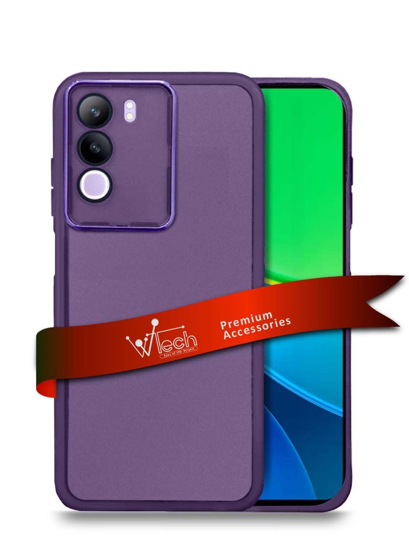 Wtech vivo Y19s 4G 2024 Soft Transparent TPU Silicone Ultra Thin Phone Stylish Electroplated Camera Border Back Case Cover - Eggplant Purple - Image 1