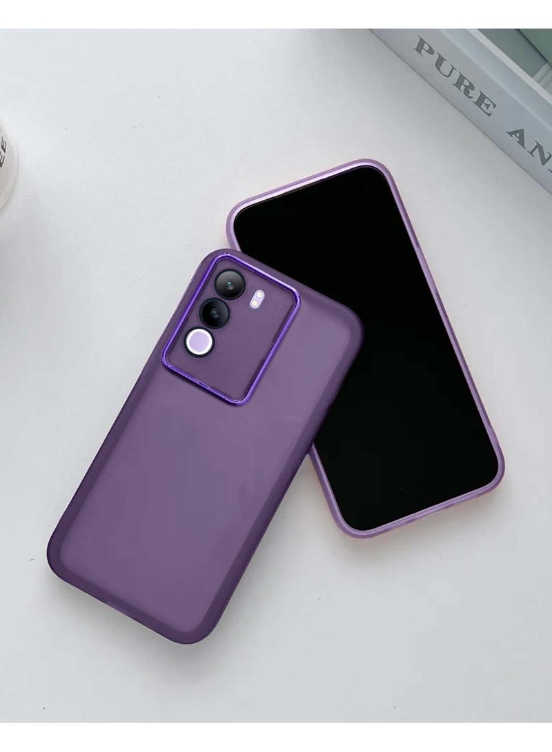 Wtech vivo Y19s 4G 2024 Soft Transparent TPU Silicone Ultra Thin Phone Stylish Electroplated Camera Border Back Case Cover - Eggplant Purple - Image 2