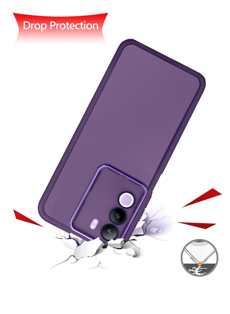 Wtech vivo Y19s 4G 2024 Soft Transparent TPU Silicone Ultra Thin Phone Stylish Electroplated Camera Border Back Case Cover - Eggplant Purple - Image 3
