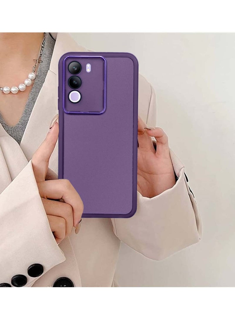 Wtech vivo Y19s 4G 2024 Soft Transparent TPU Silicone Ultra Thin Phone Stylish Electroplated Camera Border Back Case Cover - Eggplant Purple - Image 4