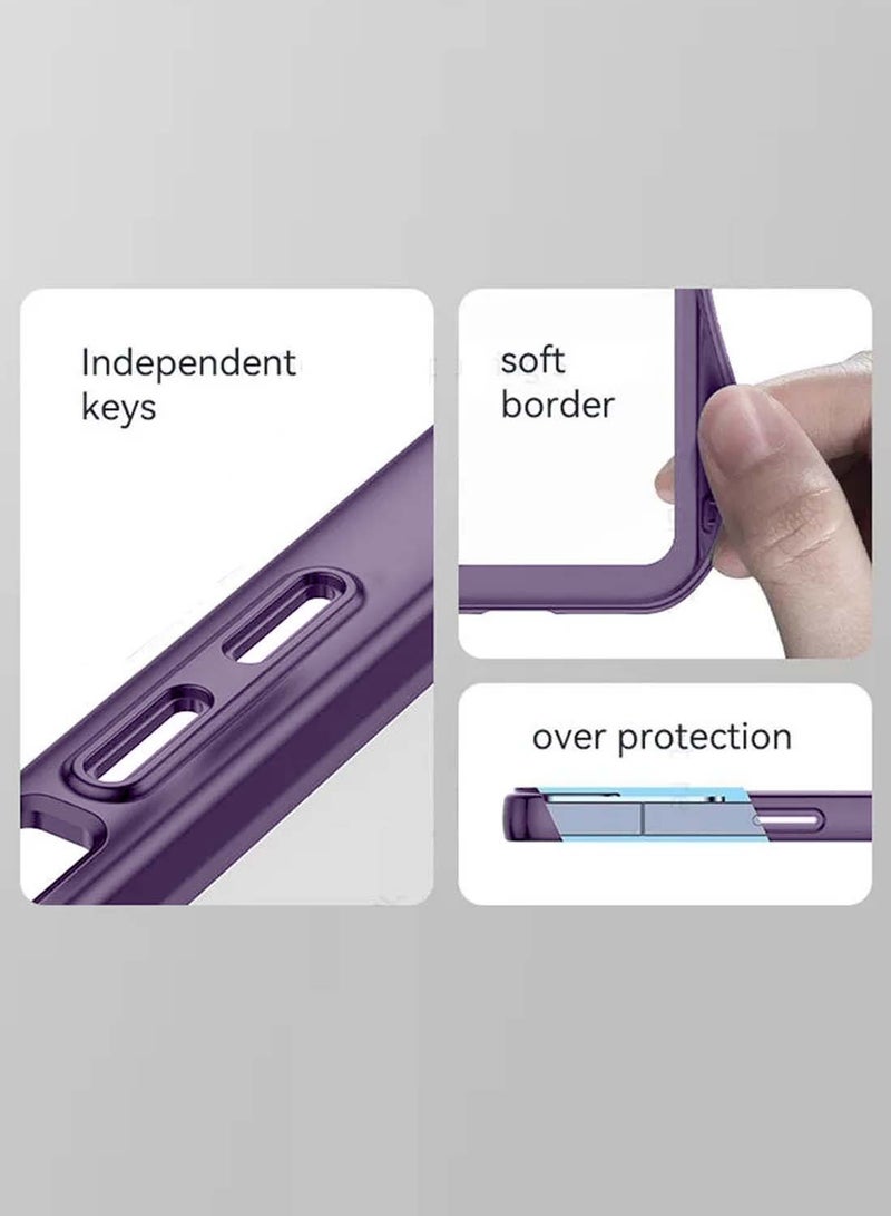 Wtech vivo Y19s 4G 2024 Soft Transparent TPU Silicone Ultra Thin Phone Stylish Electroplated Camera Border Back Case Cover - Eggplant Purple - Image 5