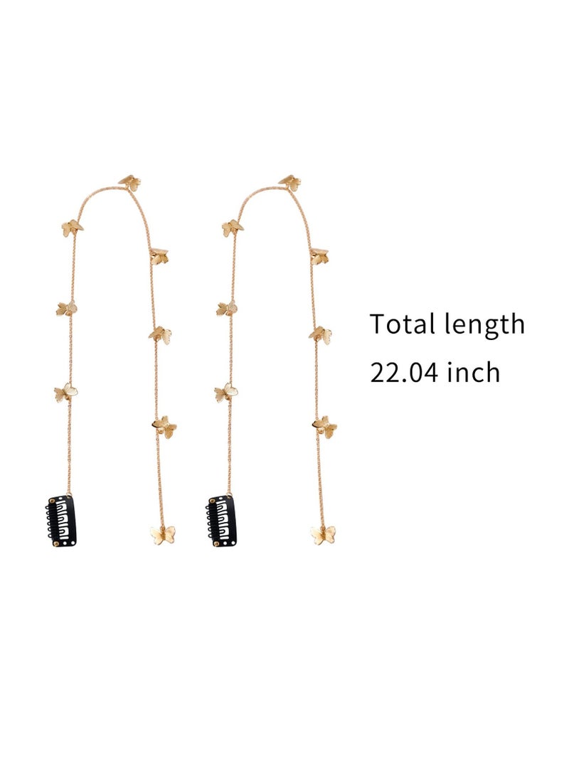 SOLARAE مجموعة مجوهرات شعر الفراشة للتضفير، سلسلة شعر ذهبية للنساء، للنساء والفتيات الصغيرات، عبوة من 2 - Image 5