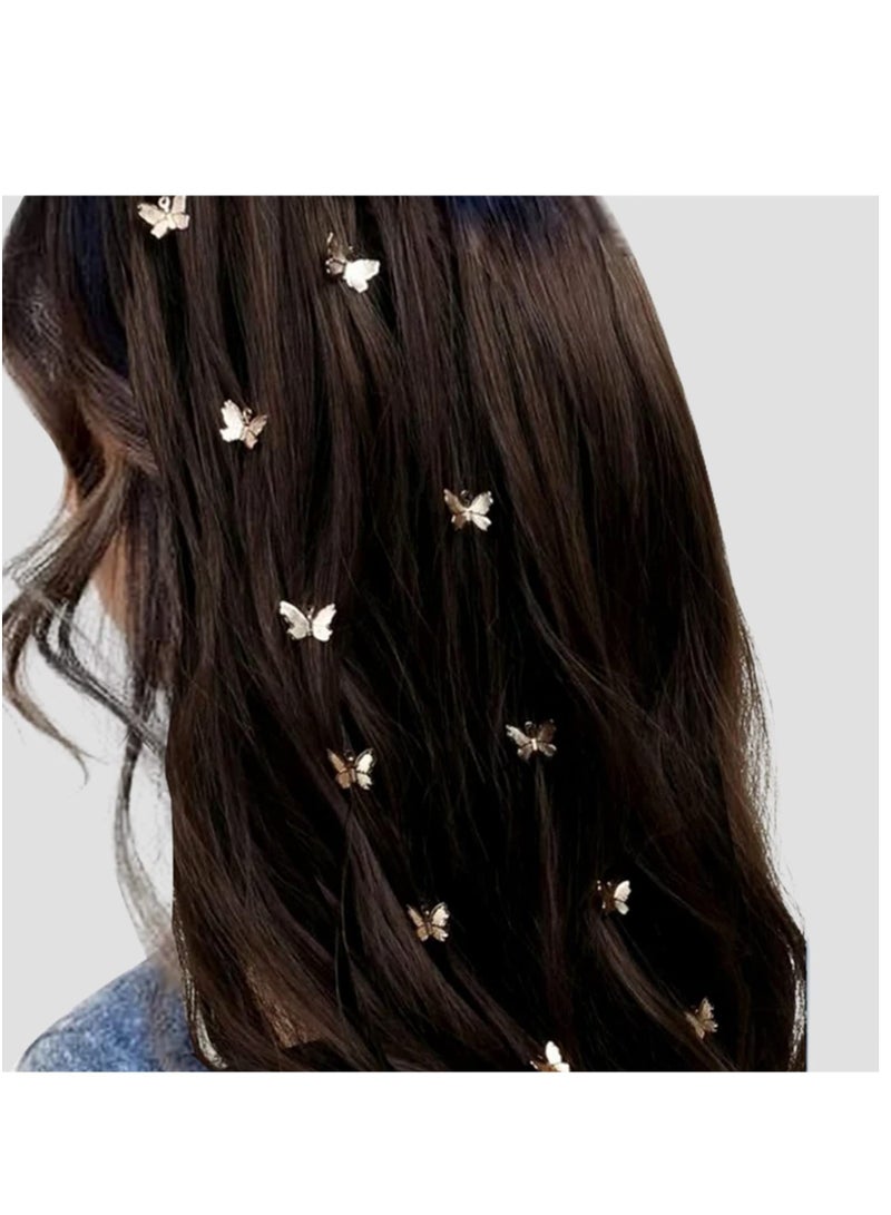 SOLARAE مجموعة مجوهرات شعر الفراشة للتضفير، سلسلة شعر ذهبية للنساء، للنساء والفتيات الصغيرات، عبوة من 2 - Image 2