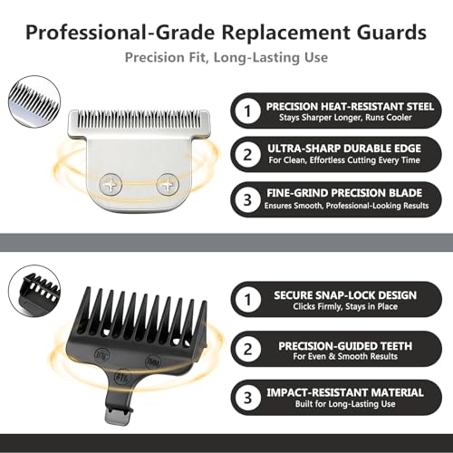 Loarysk 40mm Detachable T-Blade with 3 Guard Combs (1.5mm 3mm 5mm)-Compatible with Wahl Trimmer Models 9864, 9864SS, 9818, 9888, 9867, 9816, WSS3L, SS2L& More (1blade+3 combs) - Image 4