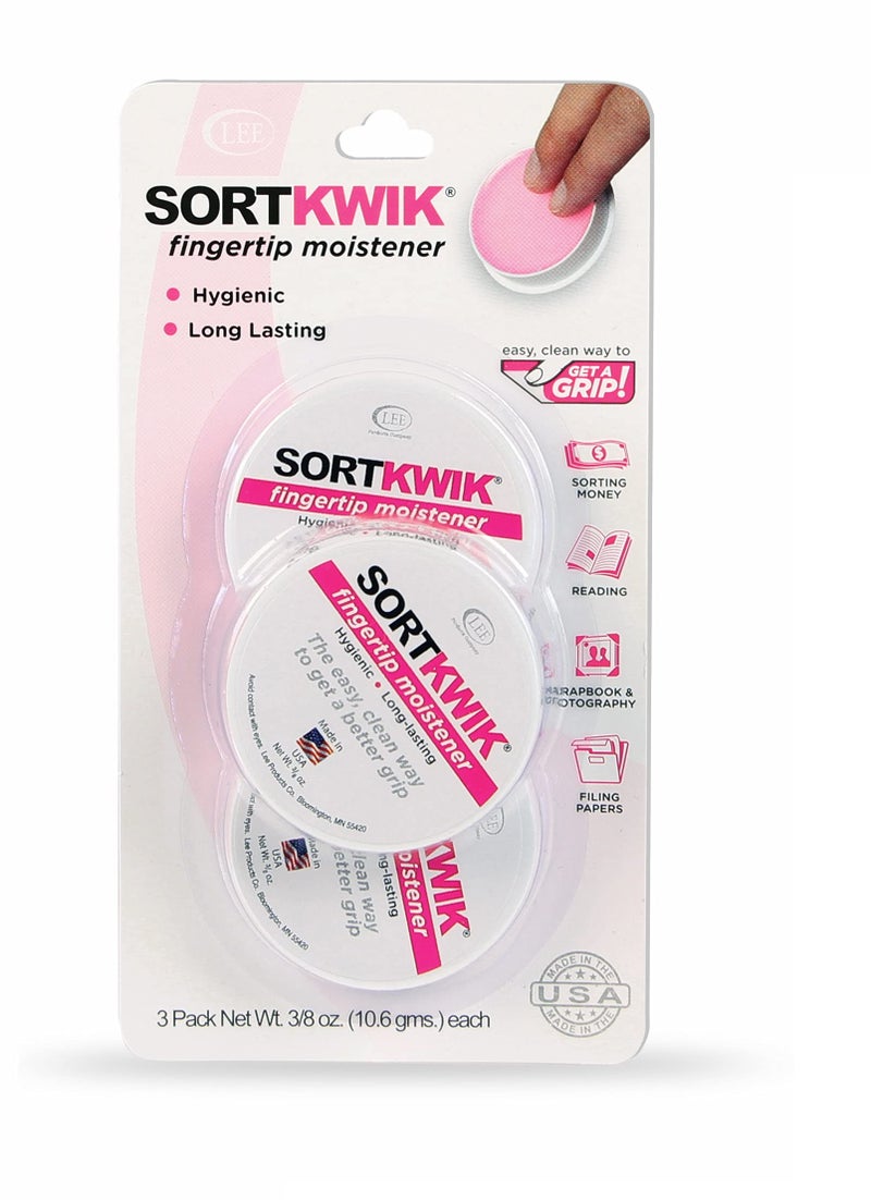 Sortkwik LEE Sortkwik Fingertip Moistener – Improves Speed and Accuracy for Sorting, Filing, and Counting – Non-Sticky, Odor-Free Formula – 3/8 oz, 3-Pack - Image 1
