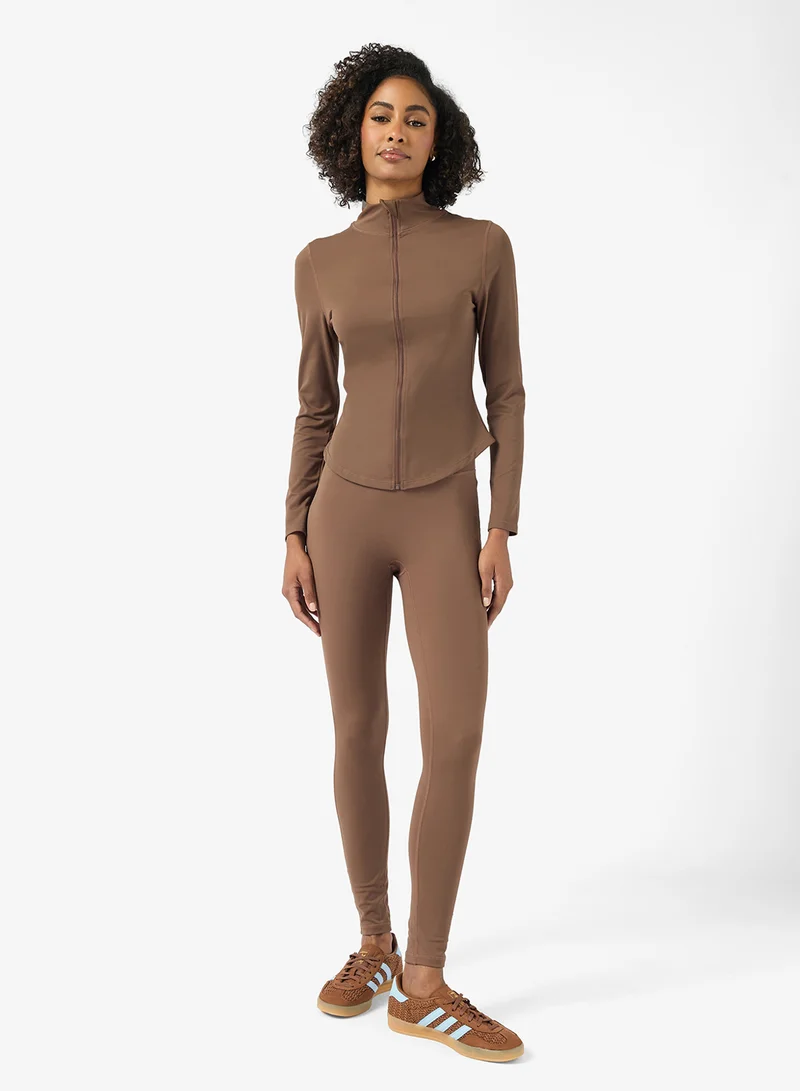 FRWD Sculpting Training Zip Up Top & Flared Legging Set
