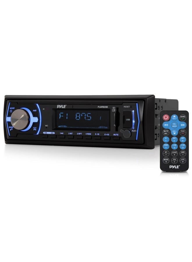 Pyle Marine Bluetooth Stereo Radio - 12v Single DIN Style Boat In dash Radio Receiver System with Built-in Mic, Digital LCD, RCA, MP3, USB, SD, AM FM Radio - Remote Control - PLMRB29B (Black) - Image 1