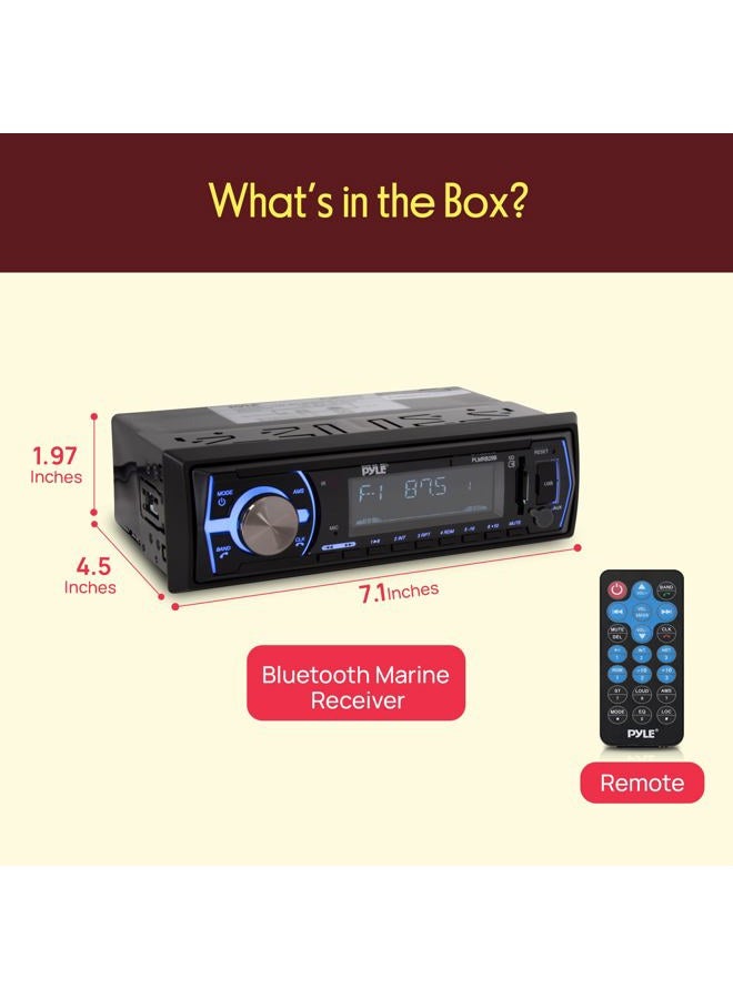 Pyle Marine Bluetooth Stereo Radio - 12v Single DIN Style Boat In dash Radio Receiver System with Built-in Mic, Digital LCD, RCA, MP3, USB, SD, AM FM Radio - Remote Control - PLMRB29B (Black) - Image 3