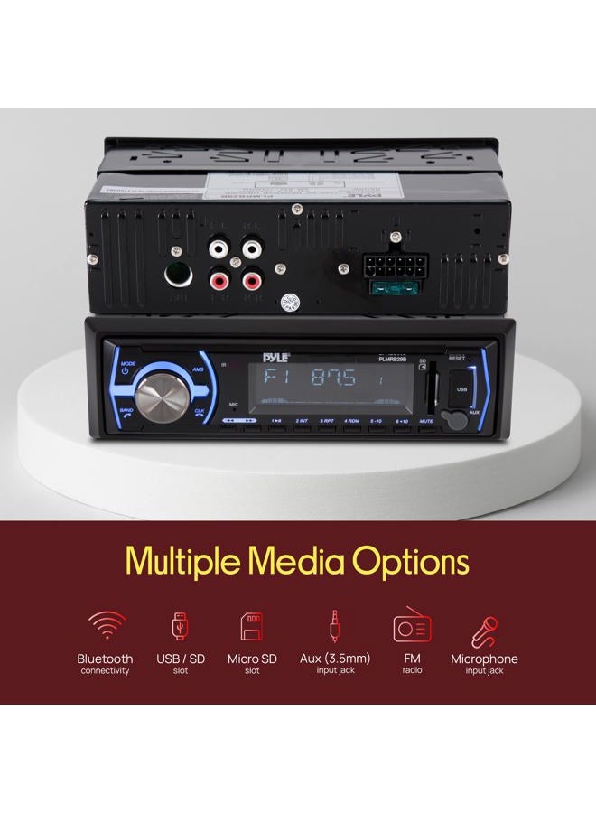 Pyle Marine Bluetooth Stereo Radio - 12v Single DIN Style Boat In dash Radio Receiver System with Built-in Mic, Digital LCD, RCA, MP3, USB, SD, AM FM Radio - Remote Control - PLMRB29B (Black) - Image 4