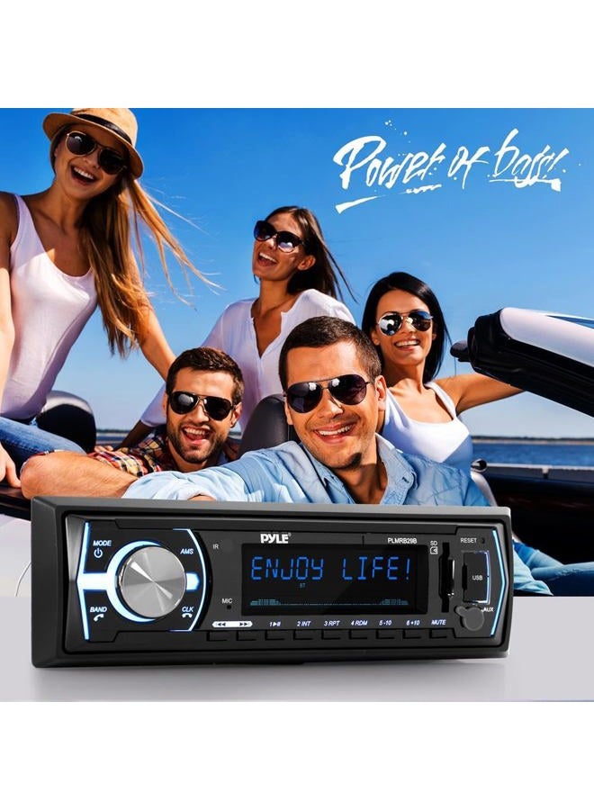 Pyle Marine Bluetooth Stereo Radio - 12v Single DIN Style Boat In dash Radio Receiver System with Built-in Mic, Digital LCD, RCA, MP3, USB, SD, AM FM Radio - Remote Control - PLMRB29B (Black) - Image 2