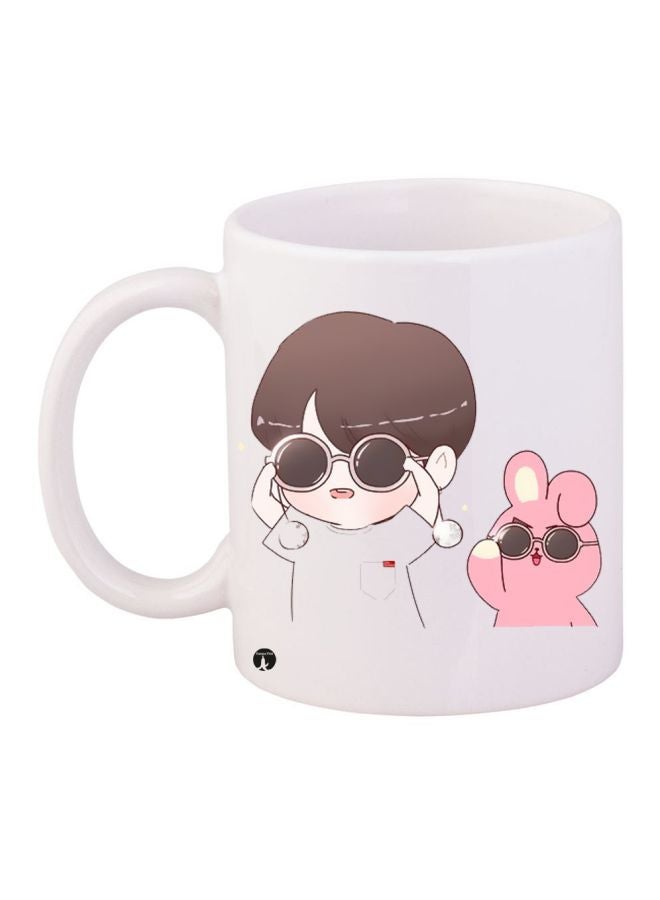 RYN Animae Printed Coffee Mug White/Pink/Black 11ounce